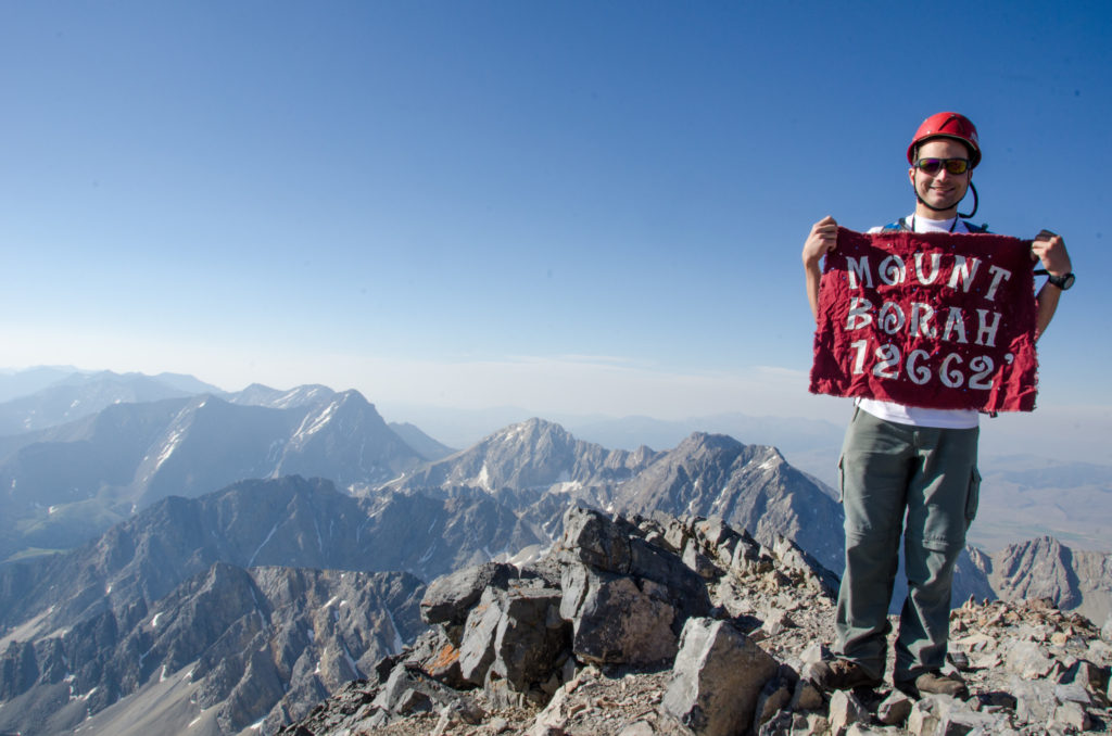 A couple of students from Brigham Young University-Idaho climb the tallest mountain in Idaho: Mount Borah.